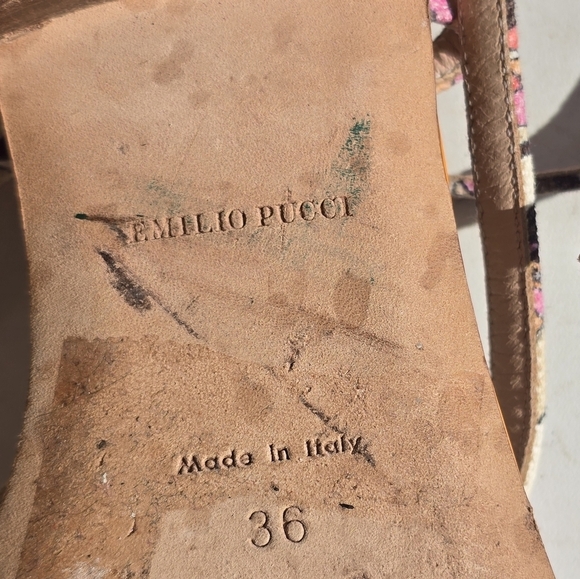 Emilio Pucci Leather Sandals Sz 36 (6) Women Colorful Italy Luxury Rare - Picture 7 of 12